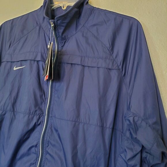 Nike Jacket Womens XL Navy Blue Full Zip Winsbreaker Lightweight Swoosh Logo - Picture 6 of 16